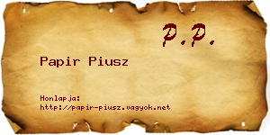 Papir Piusz névjegykártya